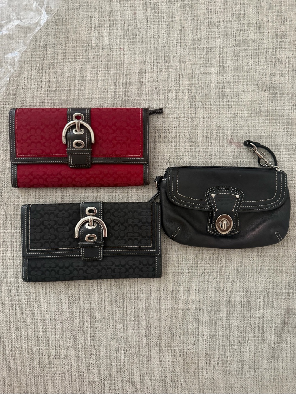 Coach Red and Black Wallets with Black Wristlet